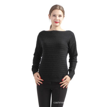 Nueva venta de excelente calidad negro cashmere 100% puro suéter